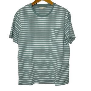 Woolovers T Shirt Women's XL‎ Green/White Short Sleeve Cotton